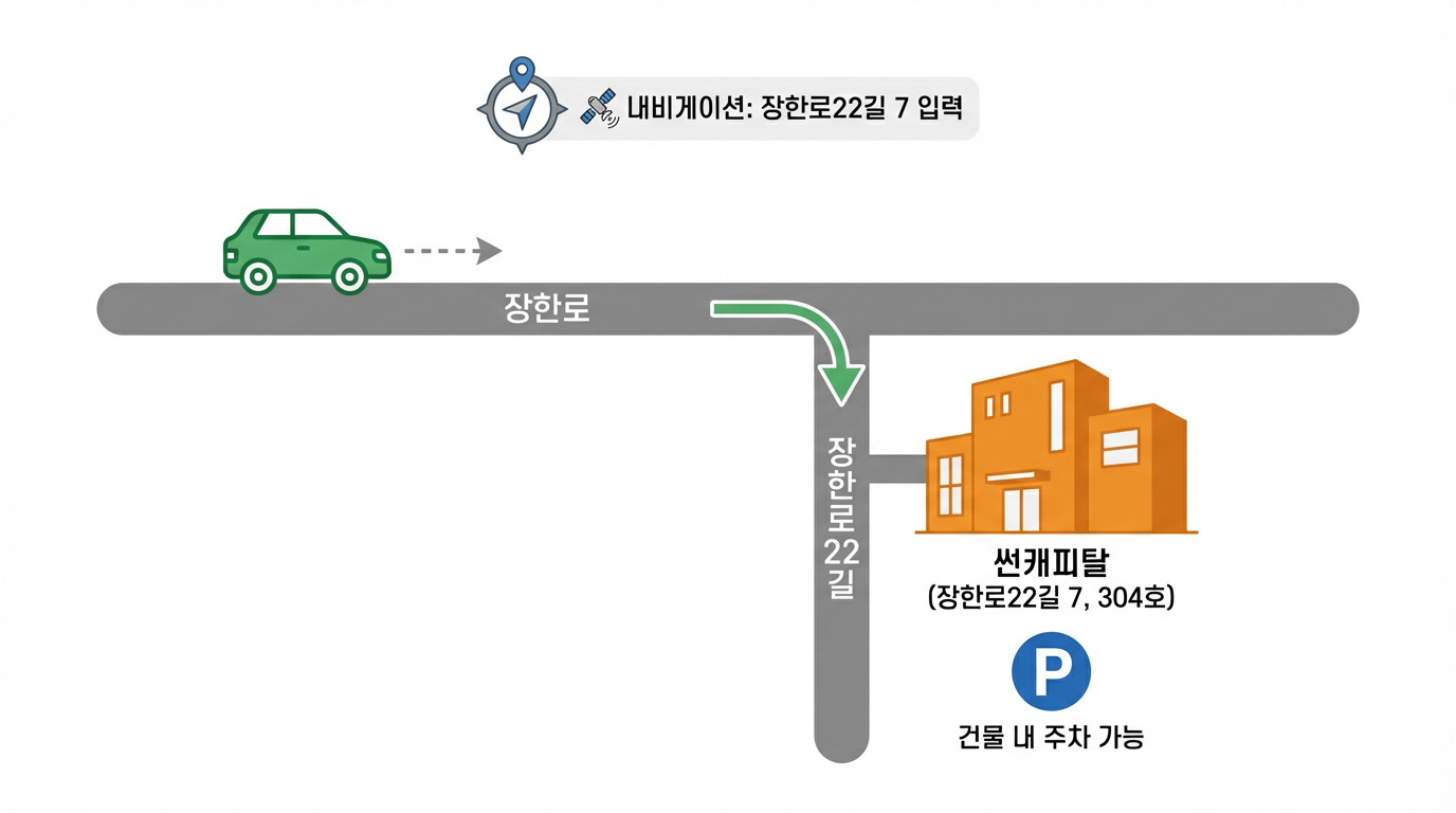 자가용 이용 및 주차 약도